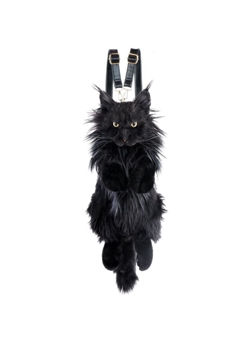 Cat Shaped Backpack - Handcrafted Stuffed Animals Bag, Black Cat Plush Bag new